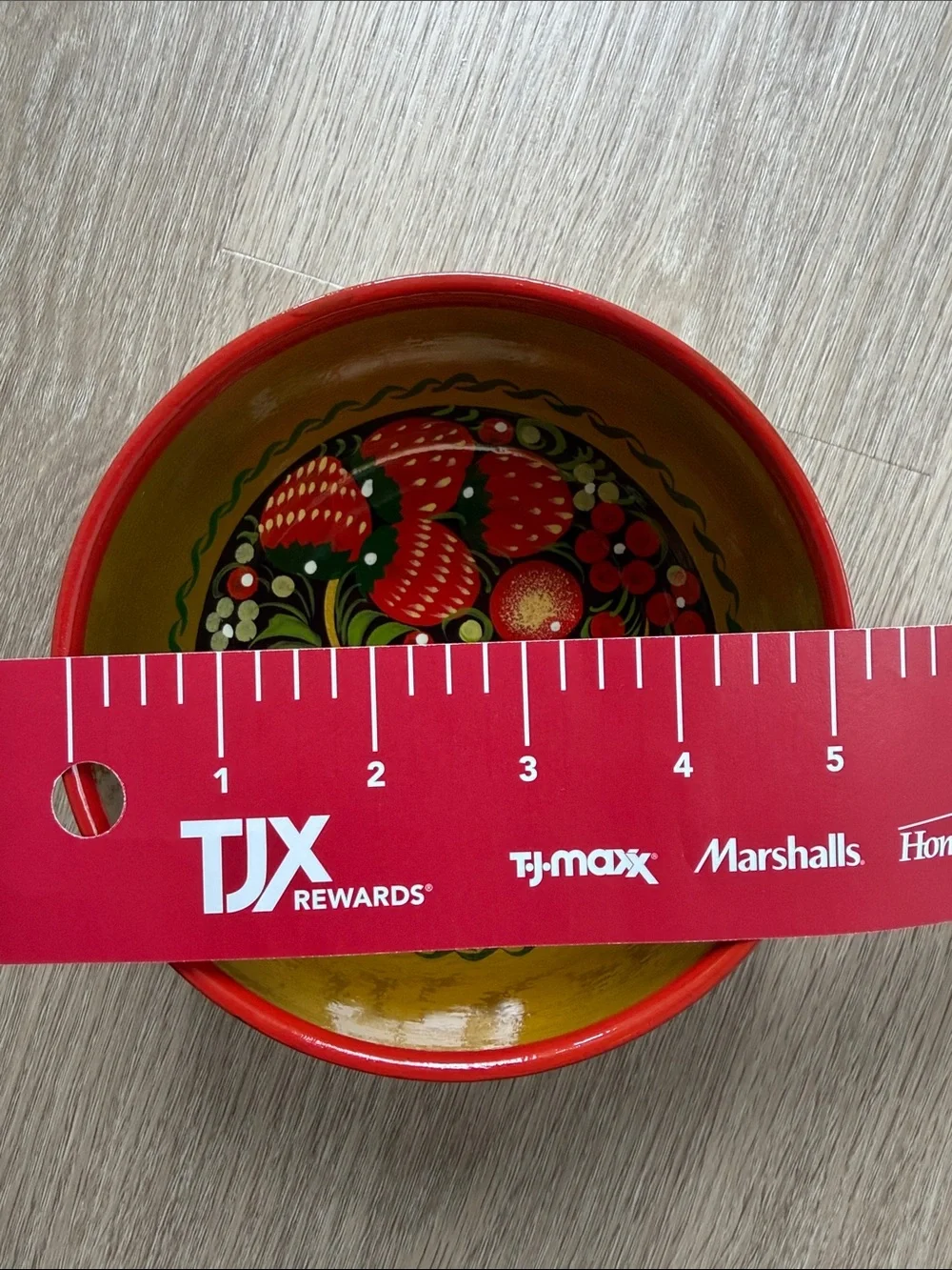 Russian Khokhloma Style Wooden Bowl & Spoon Set Folk Art Decor